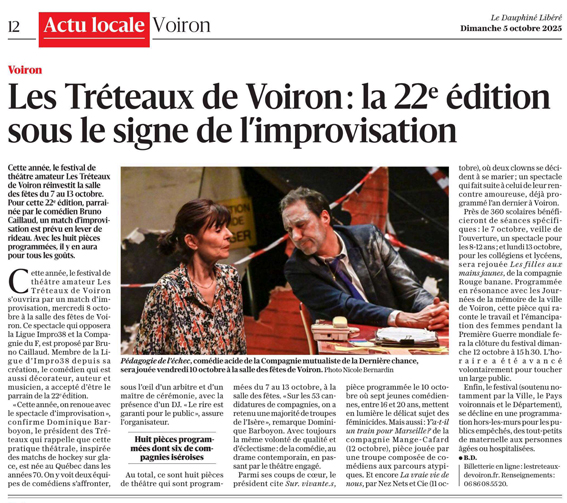 Les Tréteaux de Voiron - Dauphiné Libéré du 05-10-2025