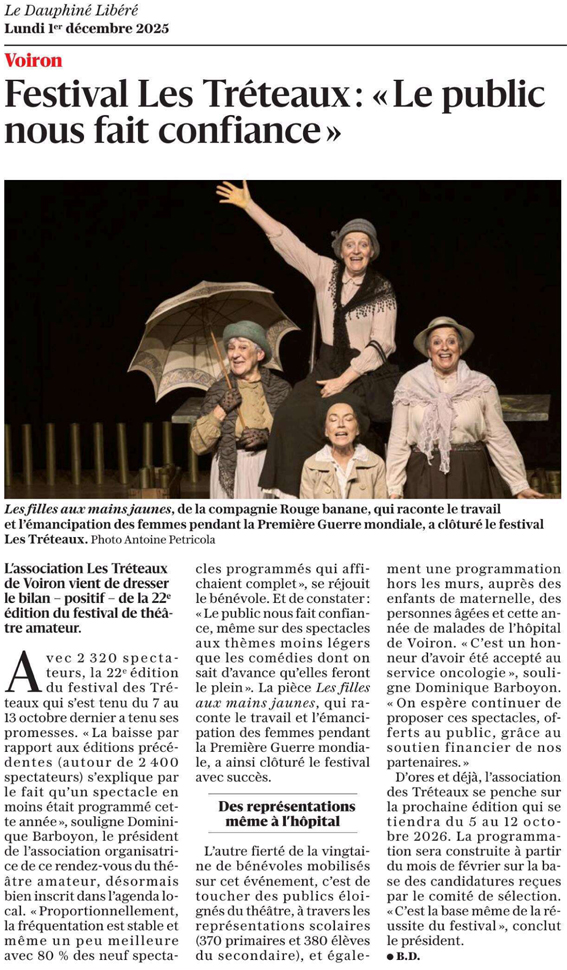 Les Tréteaux de Voiron - Dauphiné Libéré du 01-12-2025